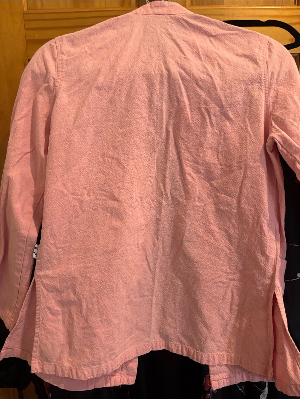 Women's Light Pink Mandarin-Collar Cotton Jacket - Picture 3 of 4